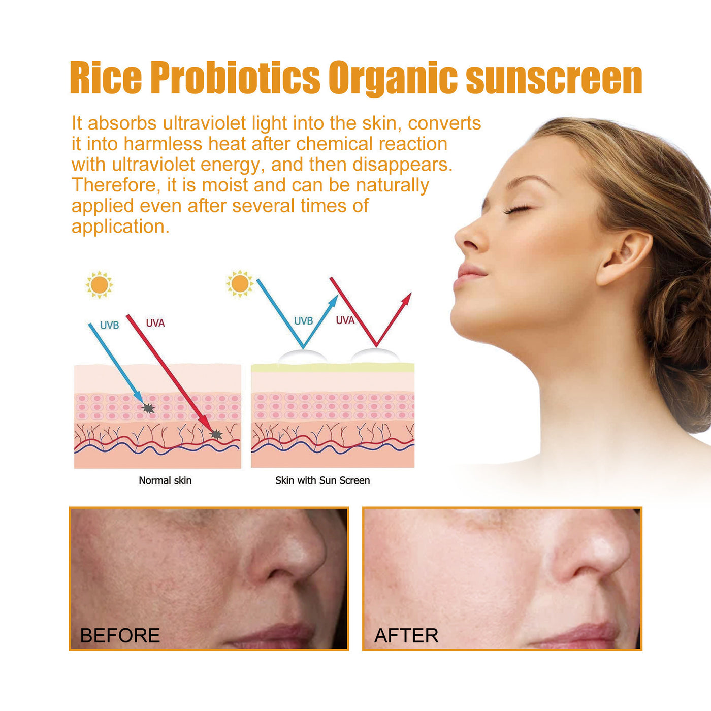 Probiotics Rice Organic Protective Cream Protection Non-greasy
